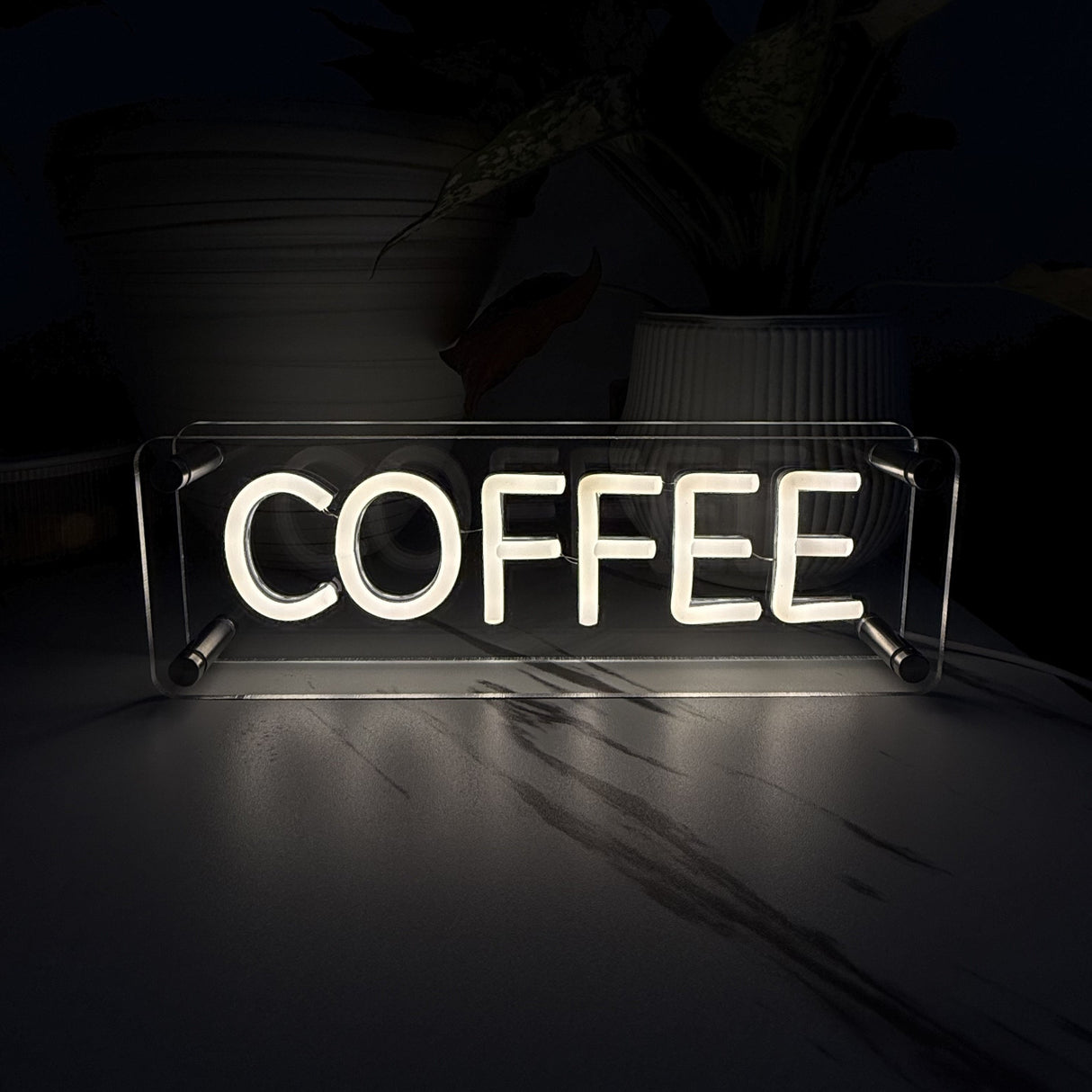 Coffee LED Neon Box Bordlampe