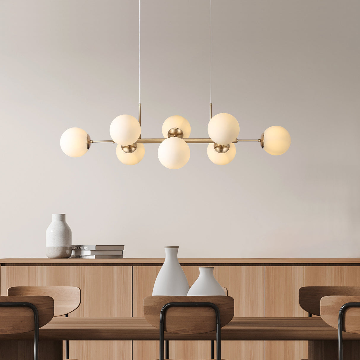 Lugano Langbordslampe Messing/Opal