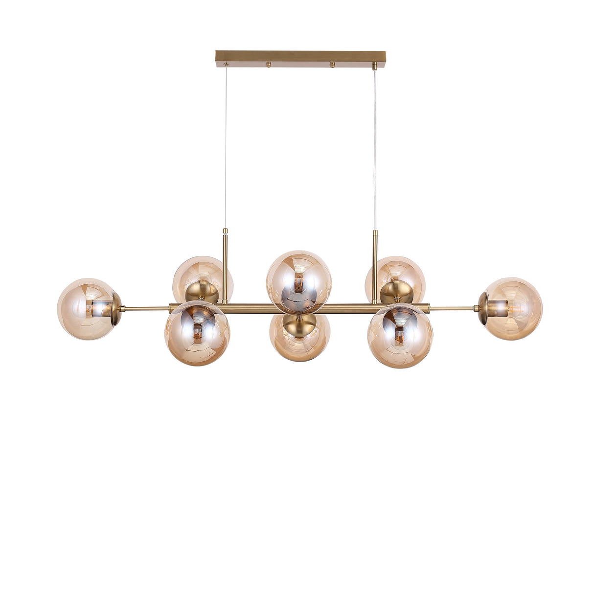 Lugano Langbordslampe Messing/Amber