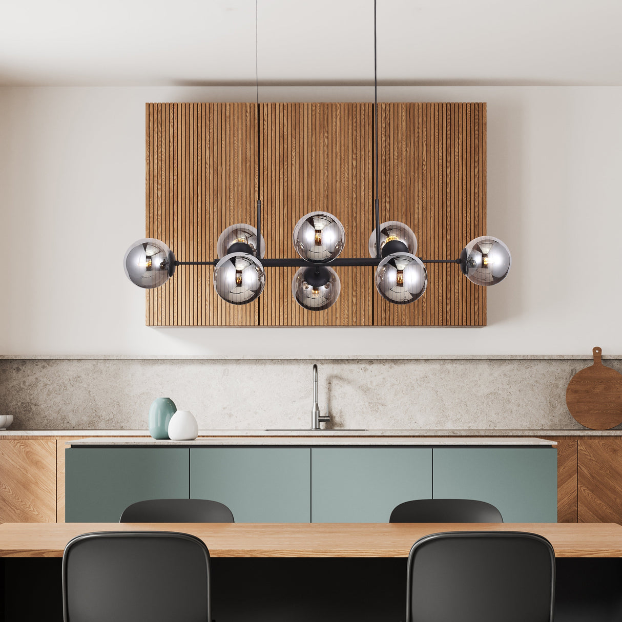 Lugano Langbordslampe Svart/Smoke