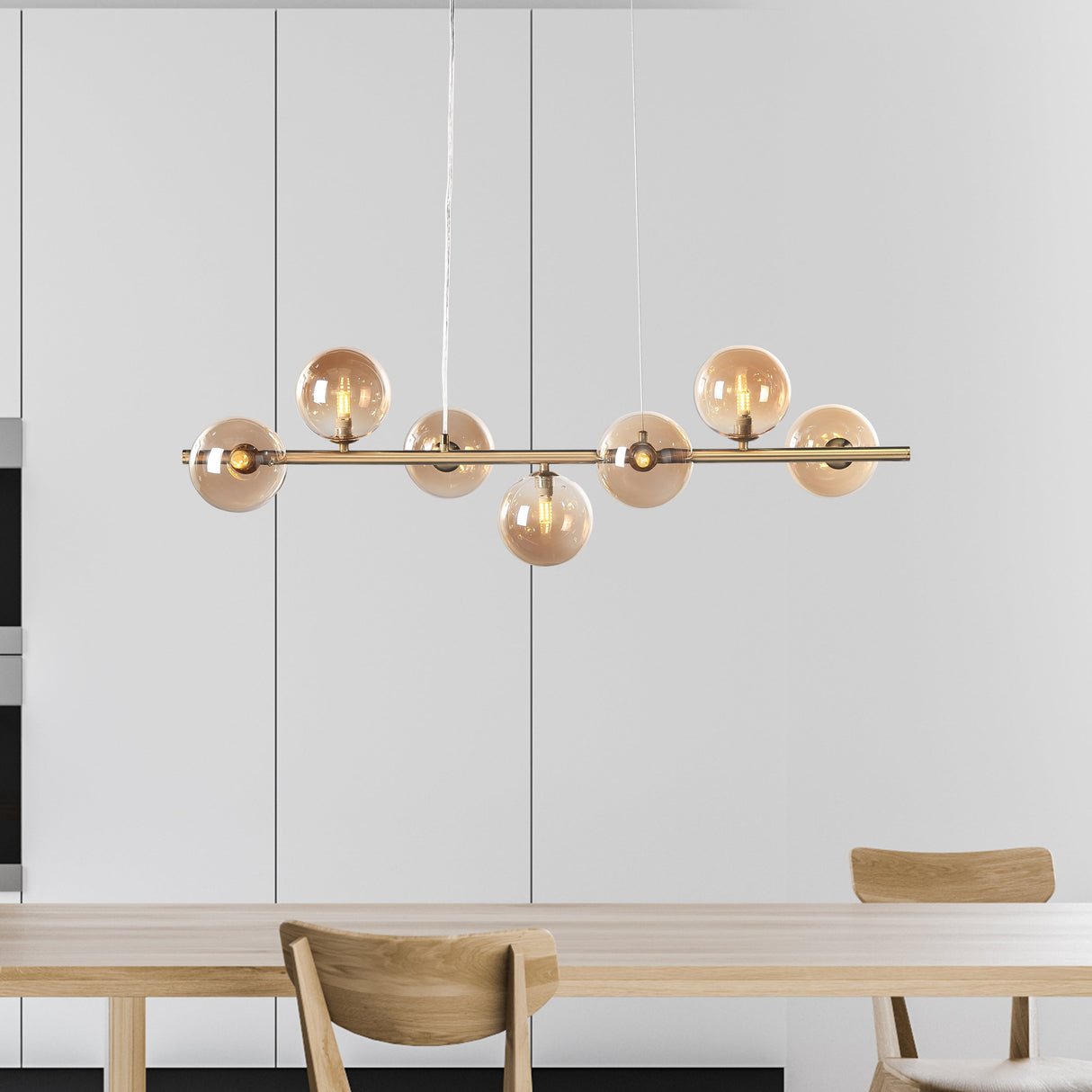 Bubbles Langbordslampe 90cm Amber