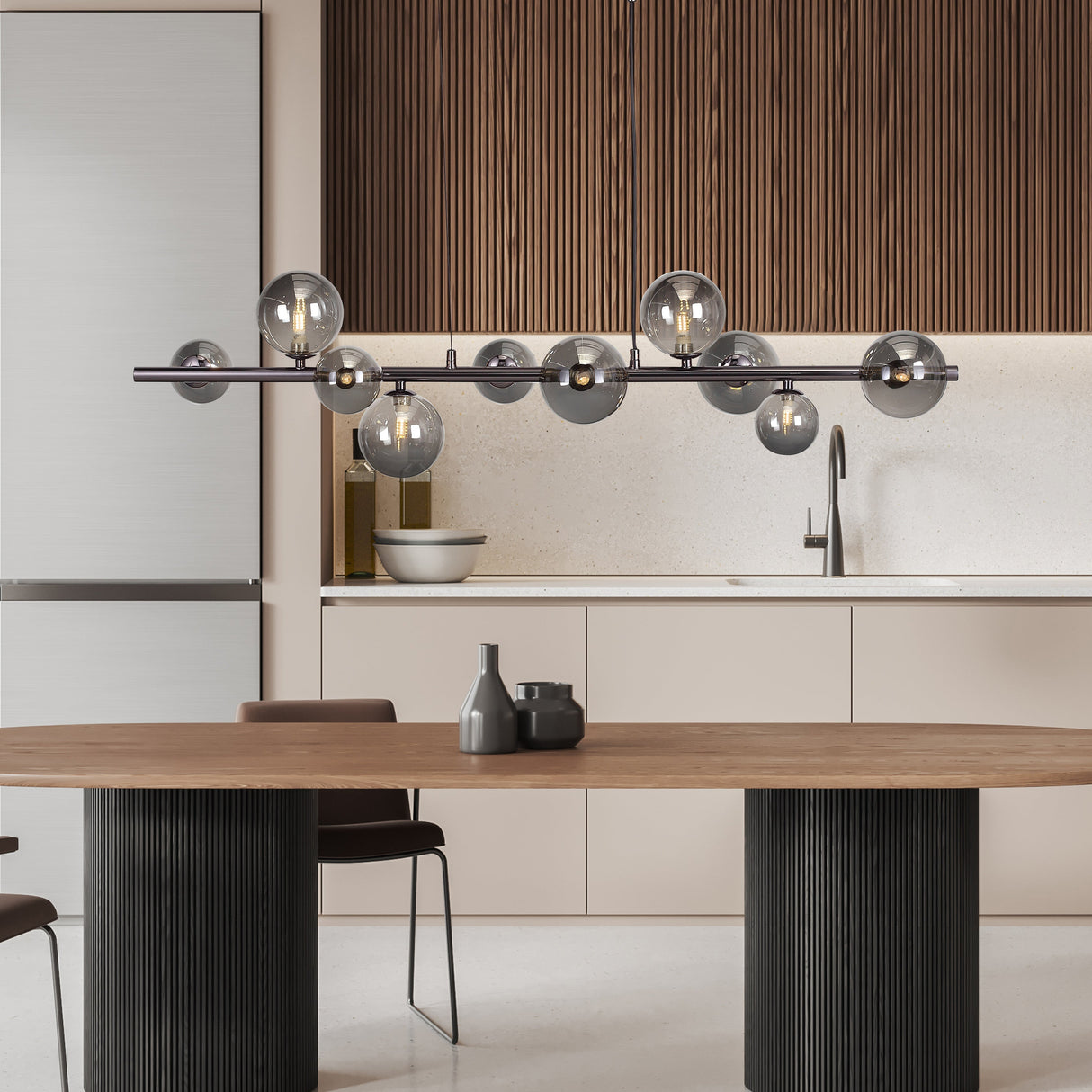 Valencia Langbordslampe Svart Titanium/Smoke