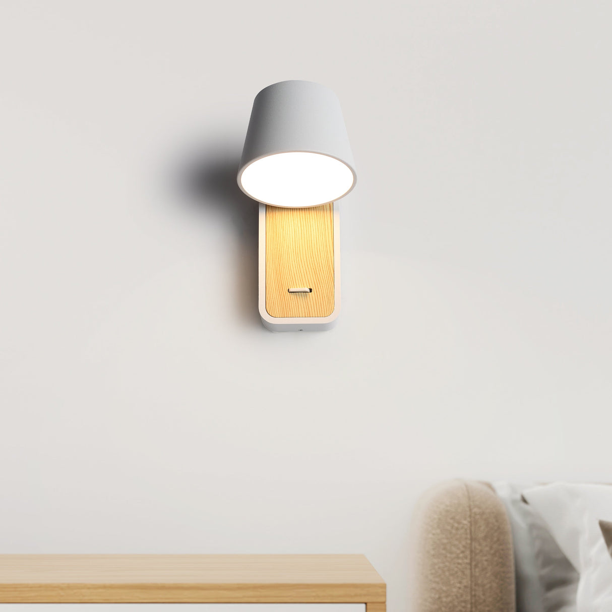 Torino Vegglampe Hvit/Trelook