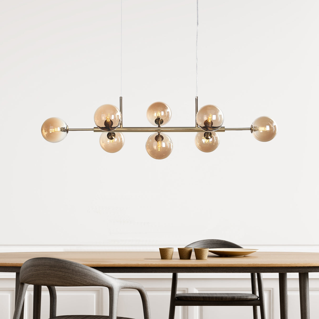 Seti Langbordslampe Børstet Messing/Amber