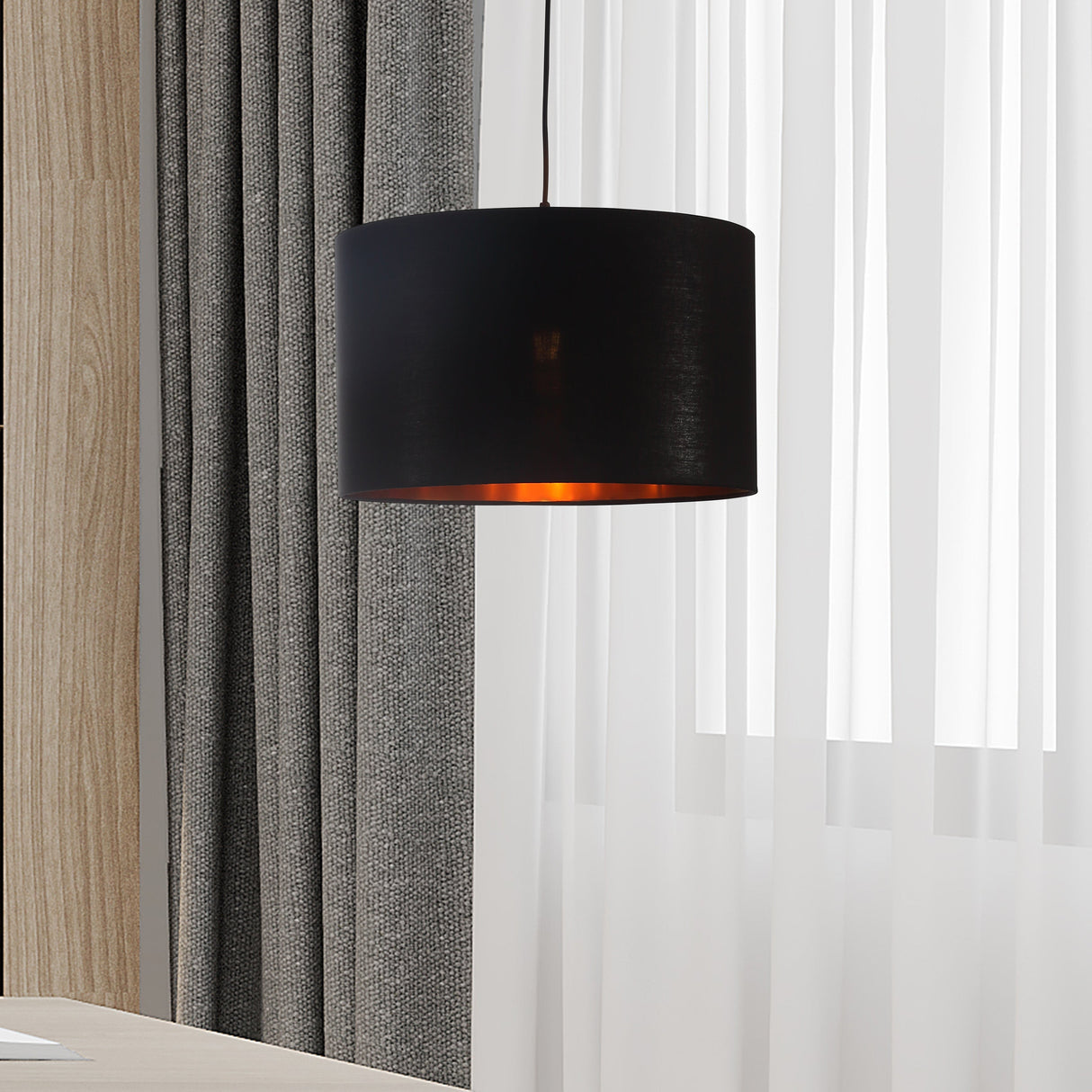 Drum Pendel Ø40 Svart/Messing