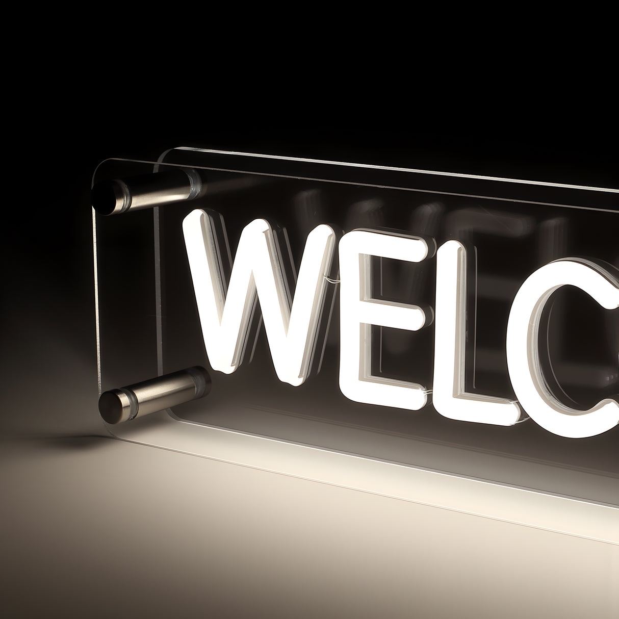 Welcome LED Neon Box Bordlampe