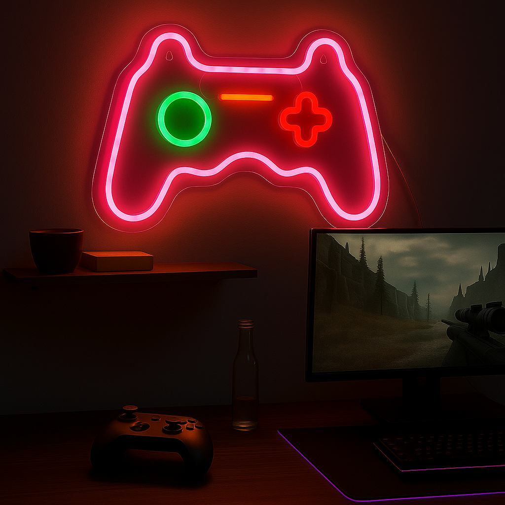 Joystick Neon Vegglampe Rosa