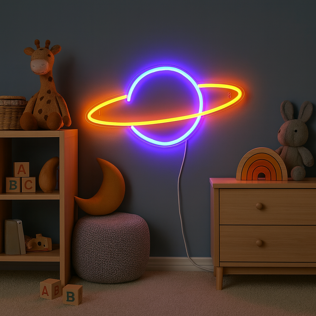 Saturn Neon Vegglampe Blå/Oransje