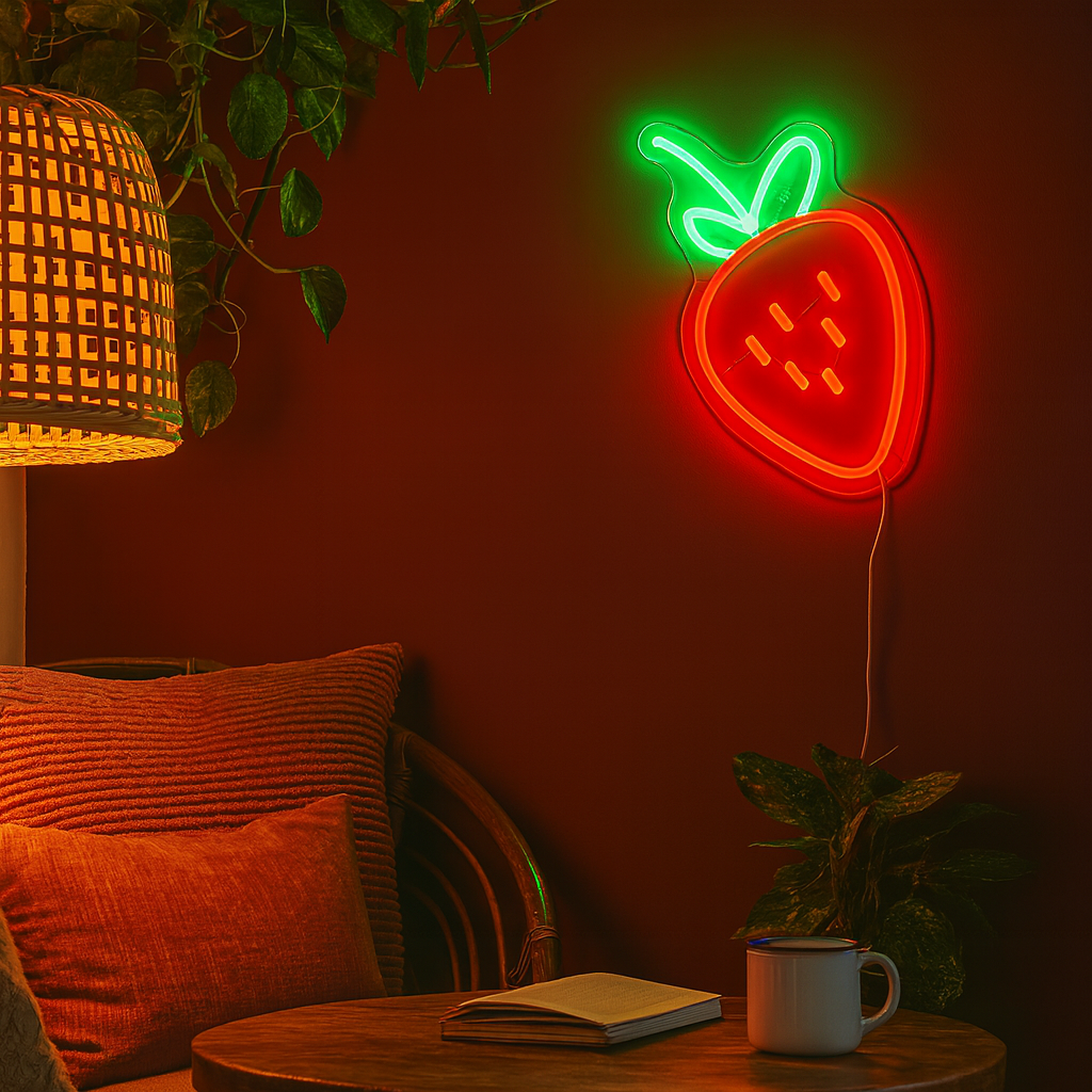 Jordbær Neon Vegglampe