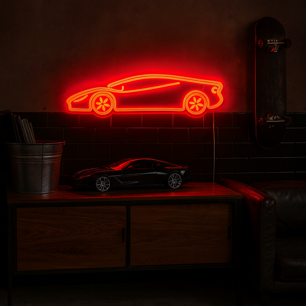 Sportbil Neon Vegglampe