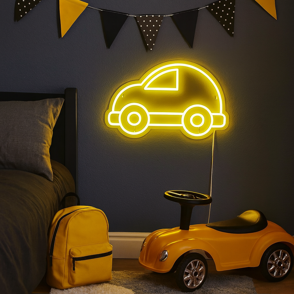 Bubble Car Neon Vegglampe Gul