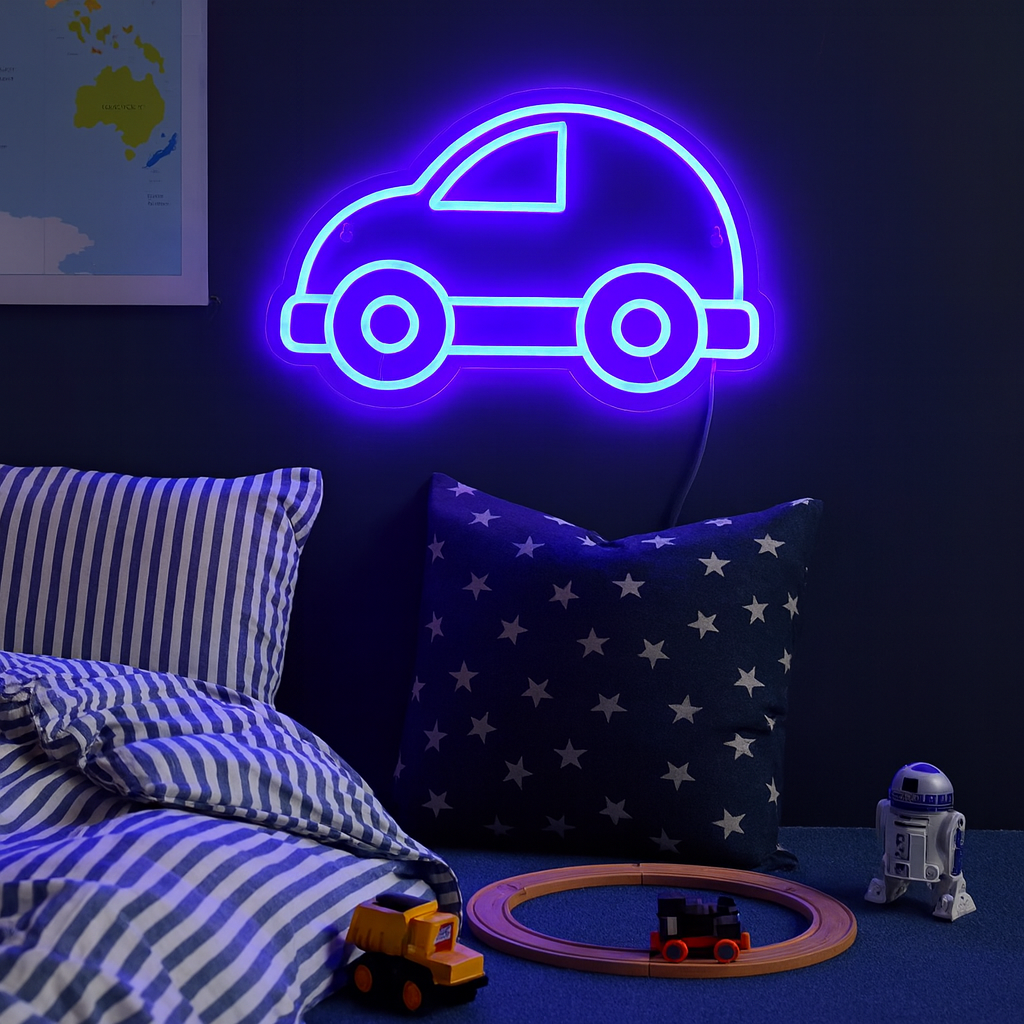 Bubble Car Neon Vegglampe Blå