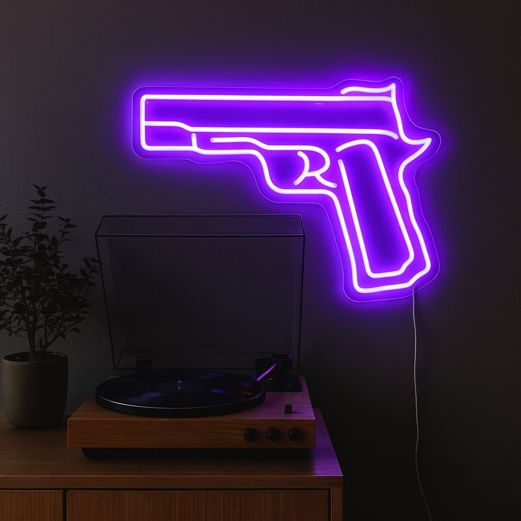 Gun Neon Vegglampe Blå