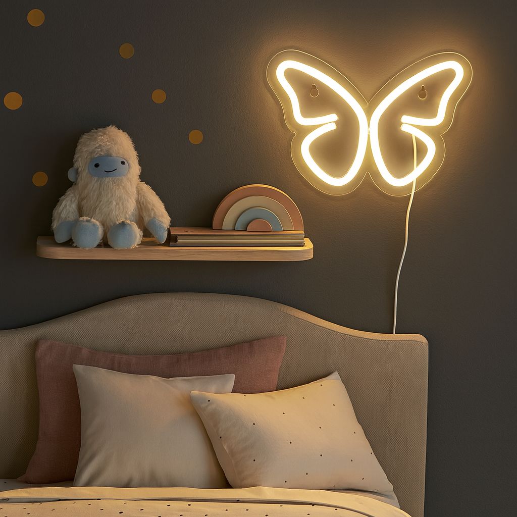 Butterfly Neon Vegglampe Varm Vit