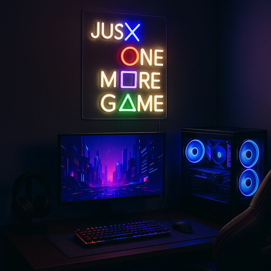 Just One More Game Neon Vegglampe
