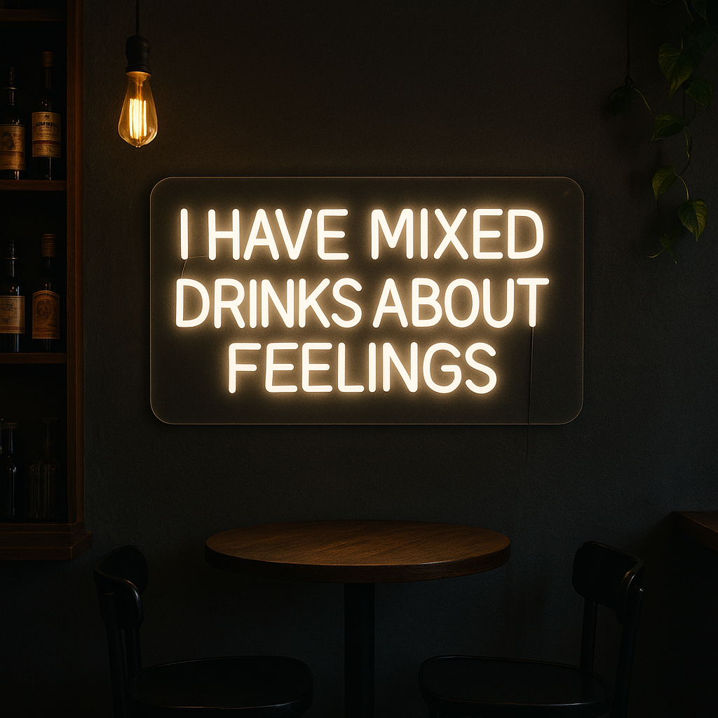 I Have Mixed Drinks About Feelings Neon Vegglampe