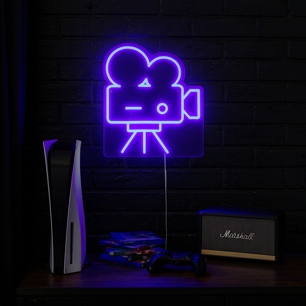 Camera Old School Neon Vegglampe