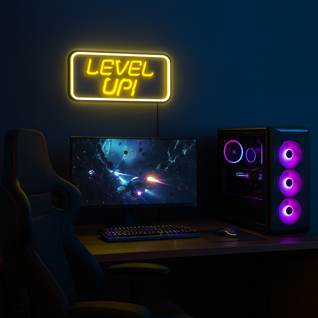 Level Up Neon Vegglampe