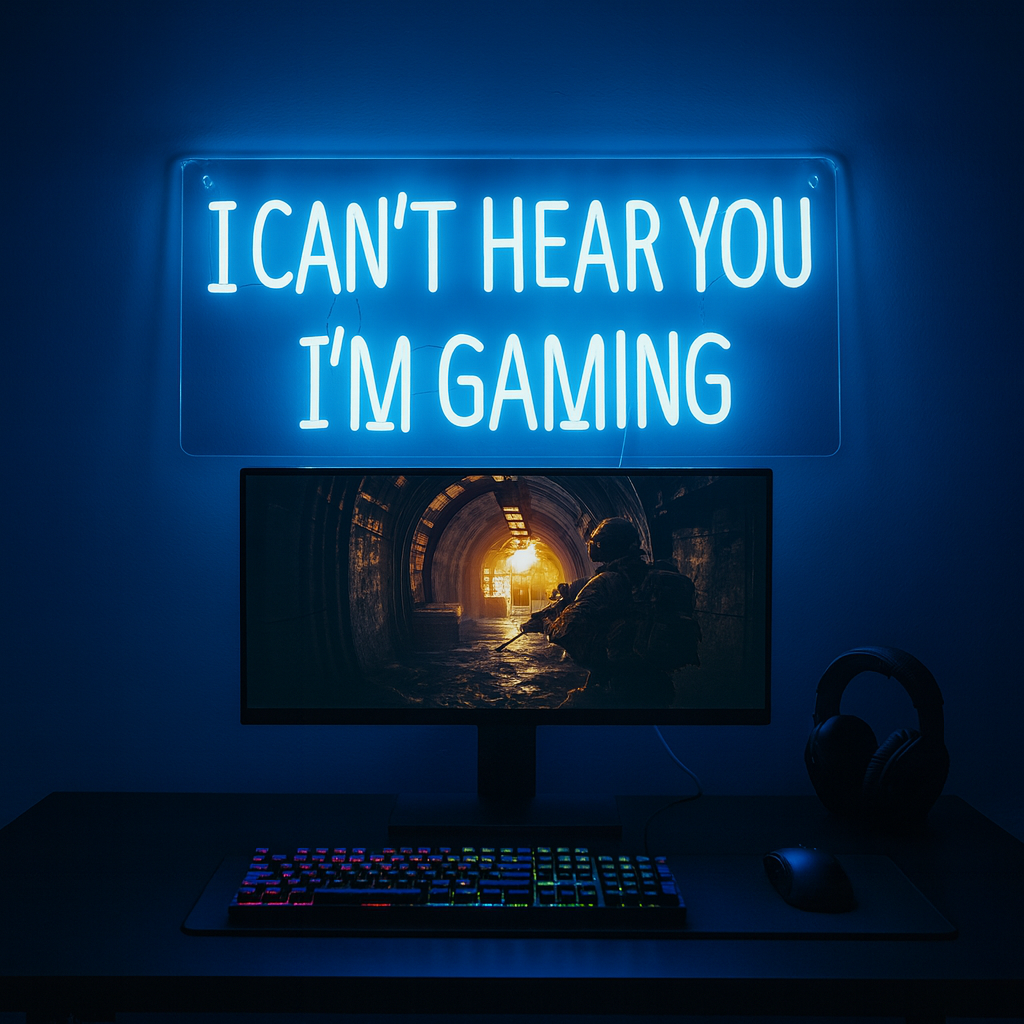 I Can’t Hear You I’m Gaming Neon Vegglampe