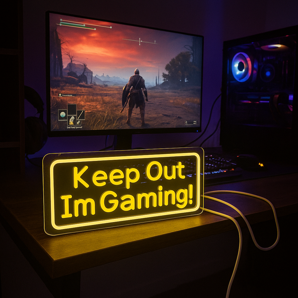 Keep Out Im Gaming Neon Vegglampe