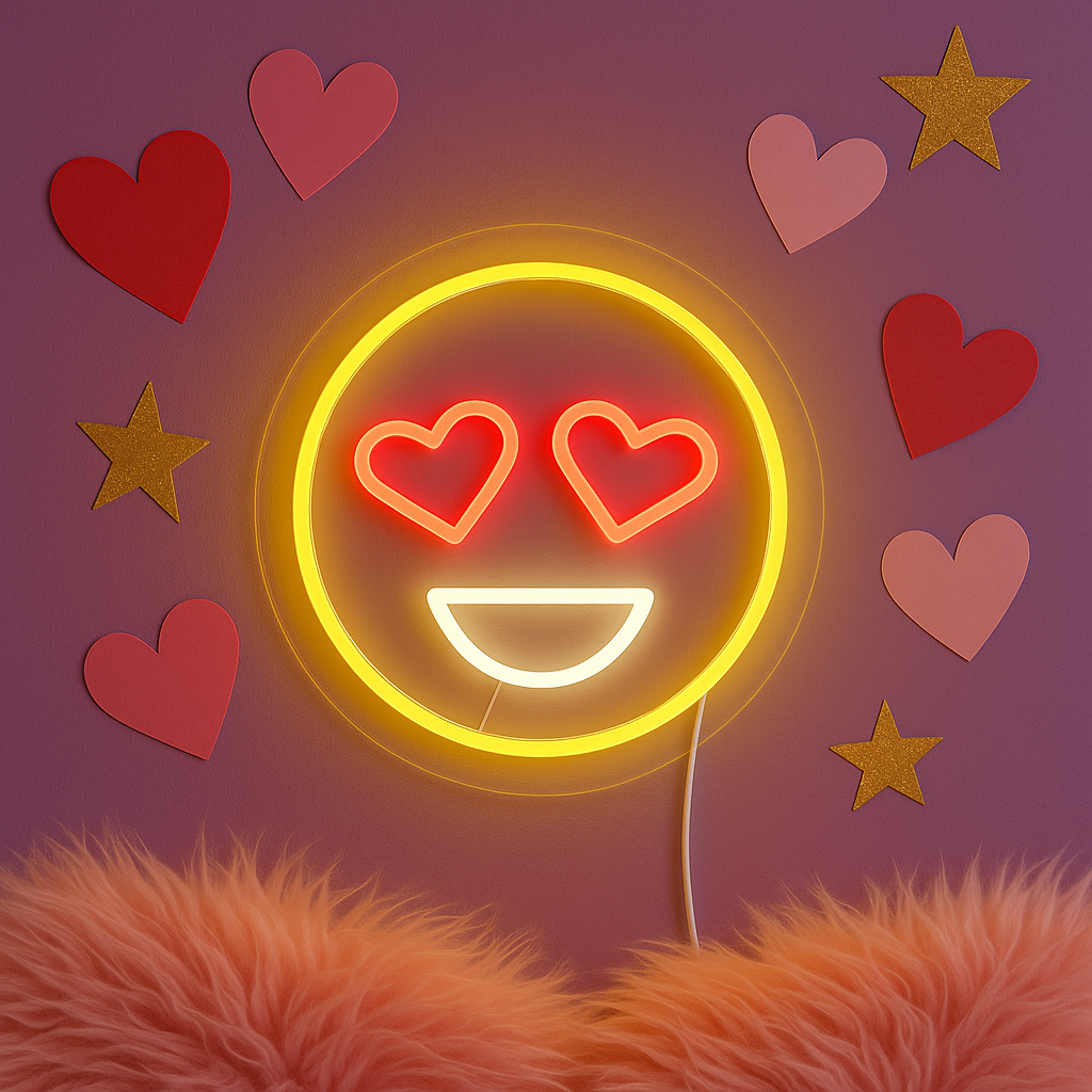 Emoji Love Neon Vegglampe