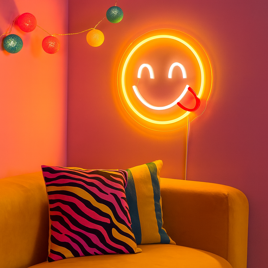 Emoji Yummy Neon Vegglampe