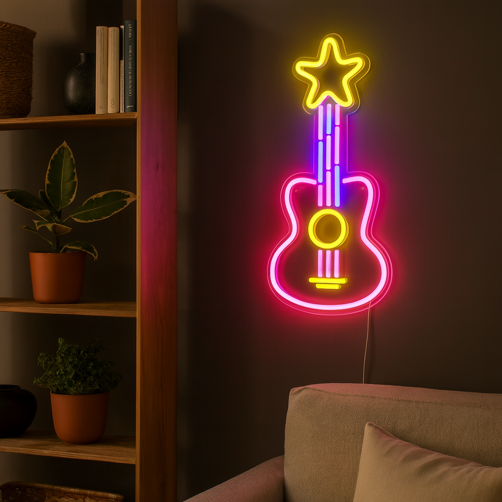 Guitar Neon Vegglampe