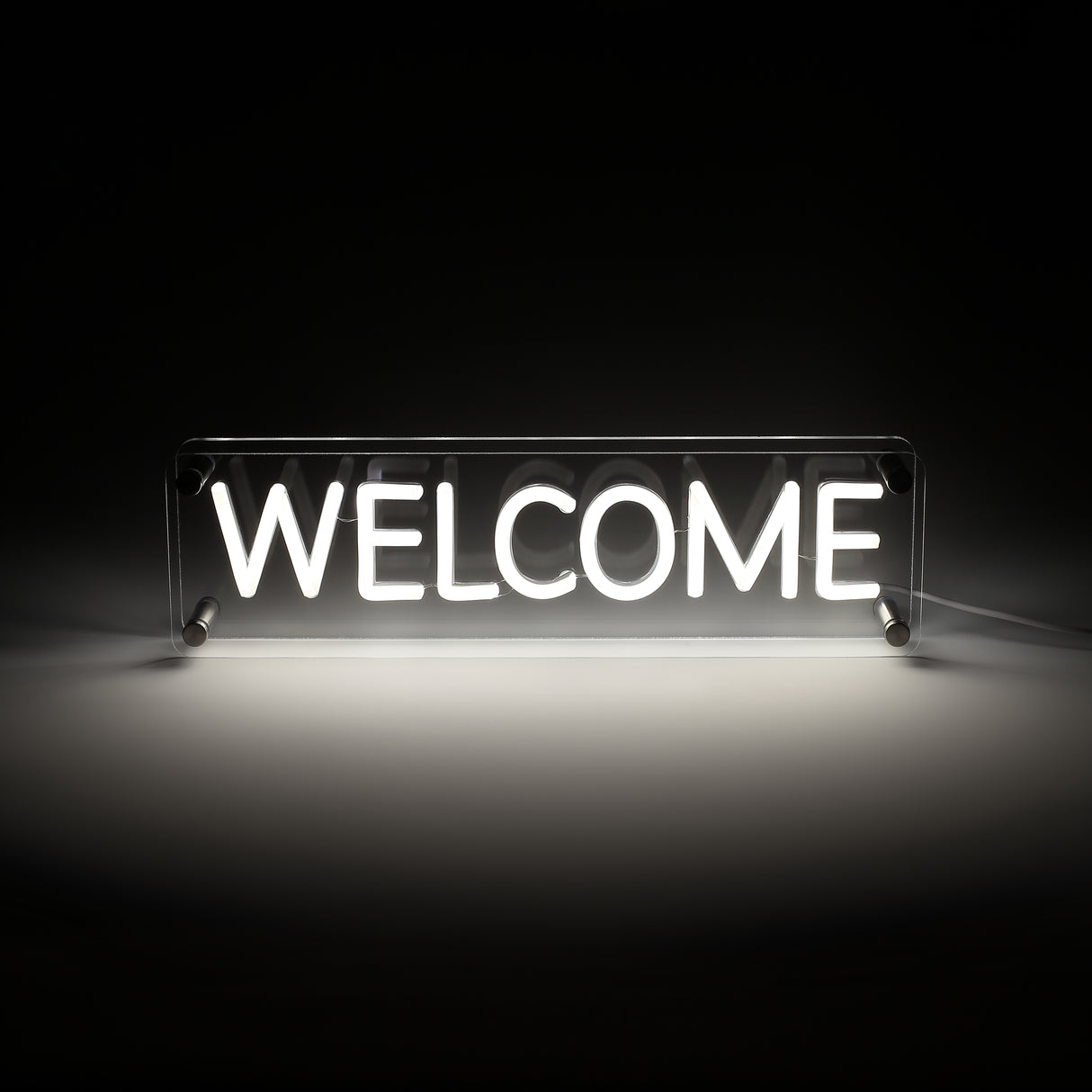 Welcome LED Neon Box Bordlampe