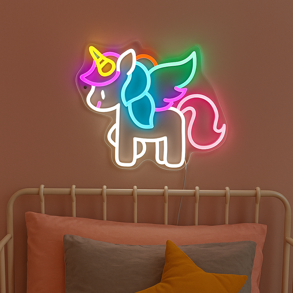 Unicorn Baby Neon Vegglampe