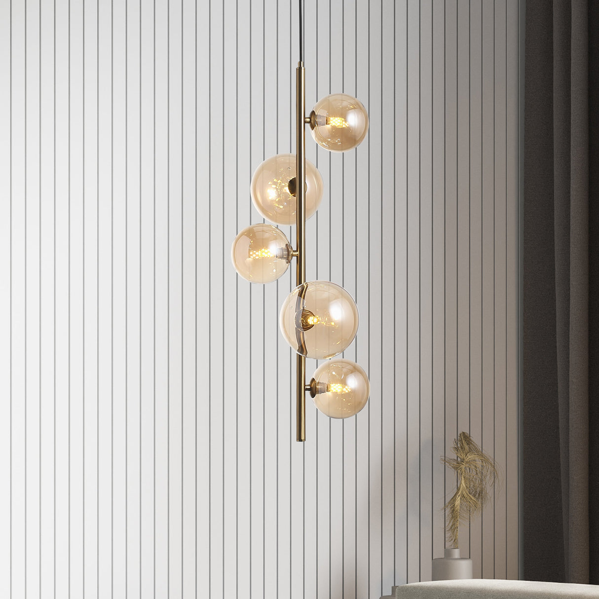 Valencia Hjørnependel Messing/Amber