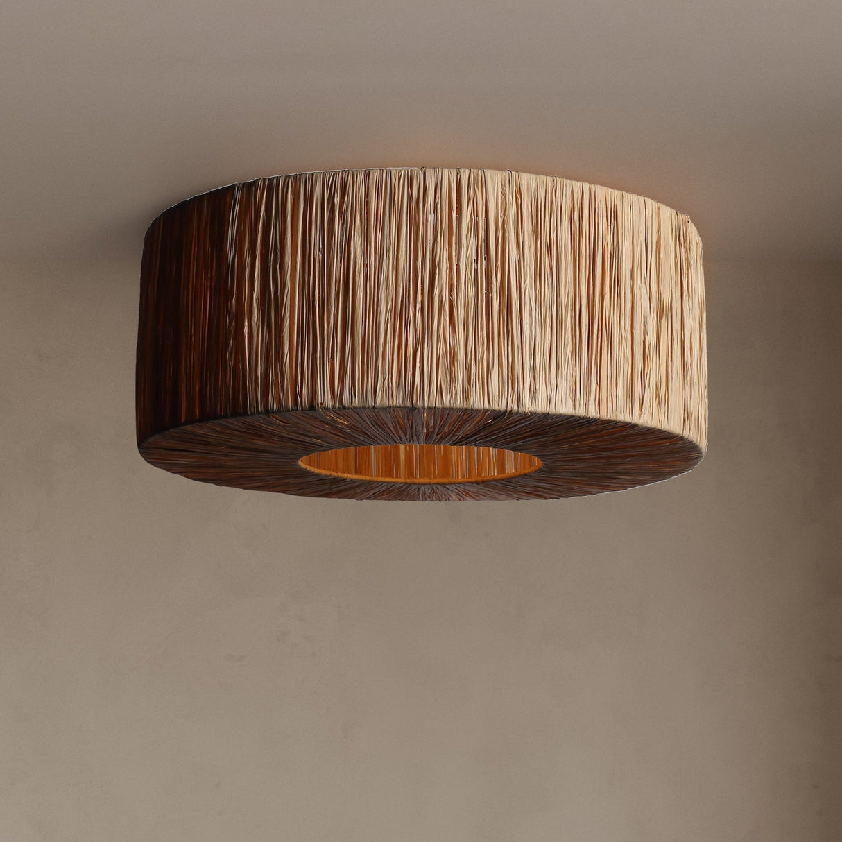 Raffia Taklampe Ø46