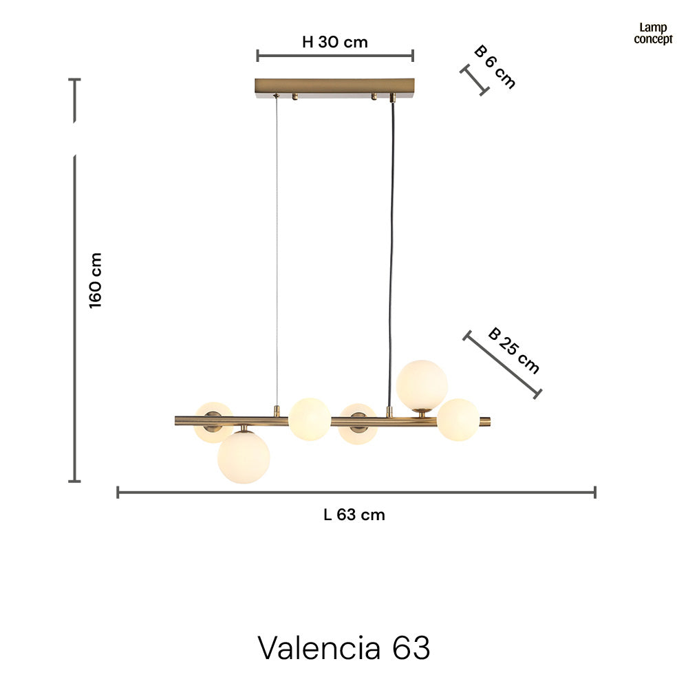Valencia Small Langbordslampe 63cm Messing/Opal