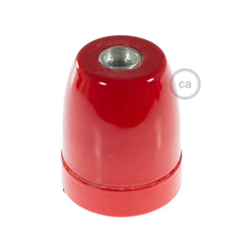 Porslin E27 Uttagssats Röd-Lampconcept.se