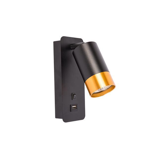 Väggspotlight Svart/Mässing USB-Lampconcept.se