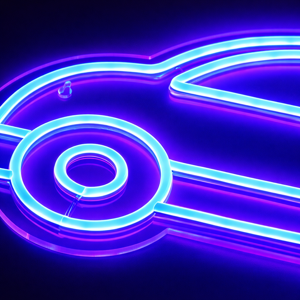 Bubble Car Neon Vegglampe Blå