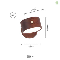 Björk Trådløs Vegglampe