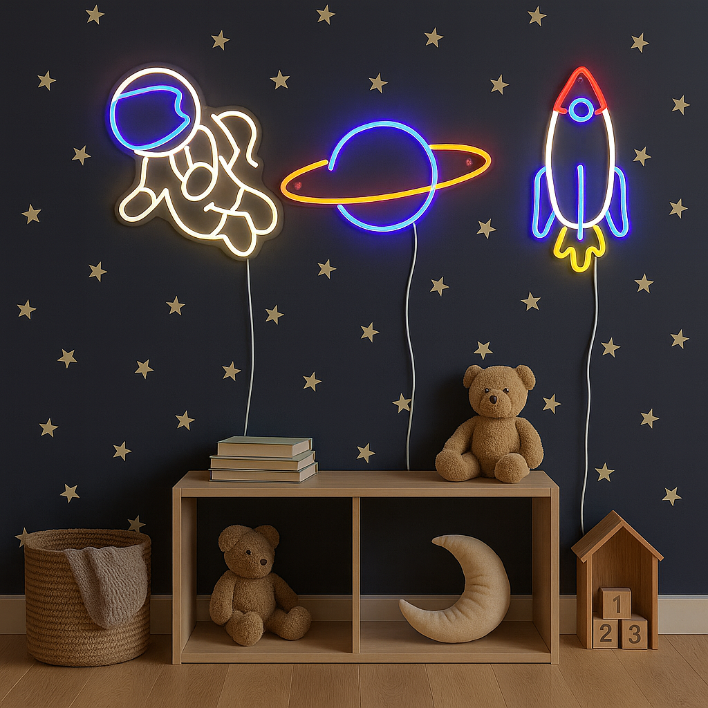Astronaut Neon Vegglampe
