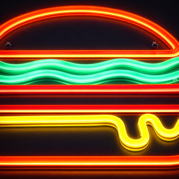 Burger Neon Vegglampe