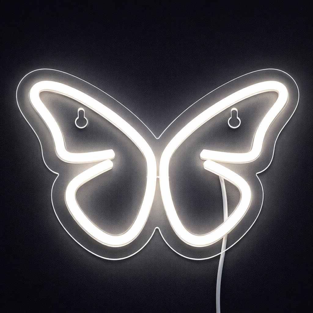 Butterfly Neon Vegglampe Varm Vit
