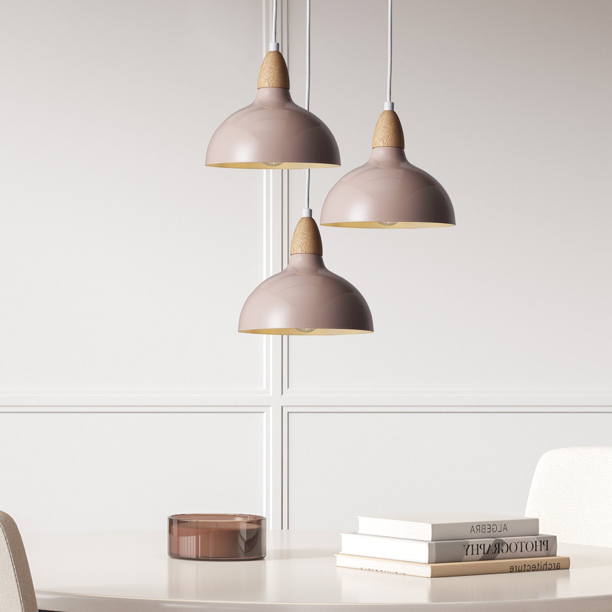 Oak Pendel Ø19 Glossy Beige Pink