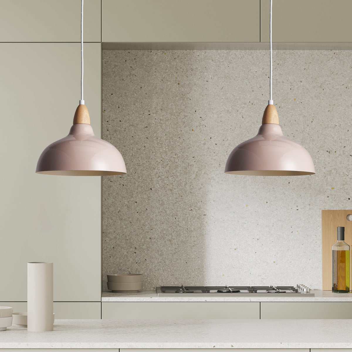 Oak Pendel Ø24 Glossy Beige Pink