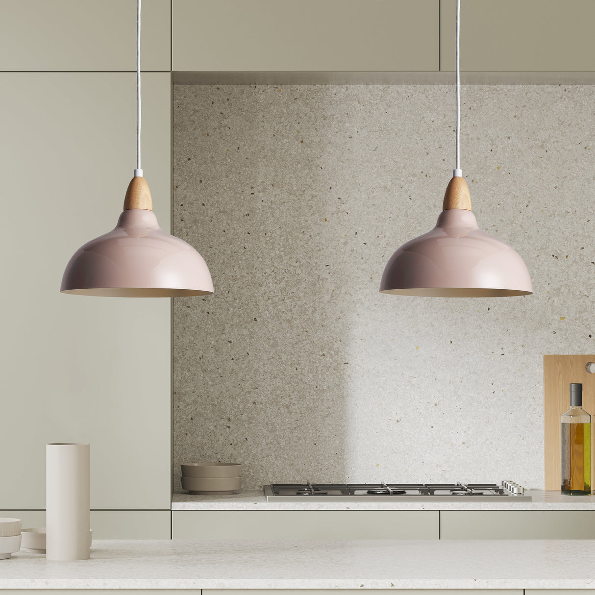 Oak Pendel Ø24 Glossy Beige Pink