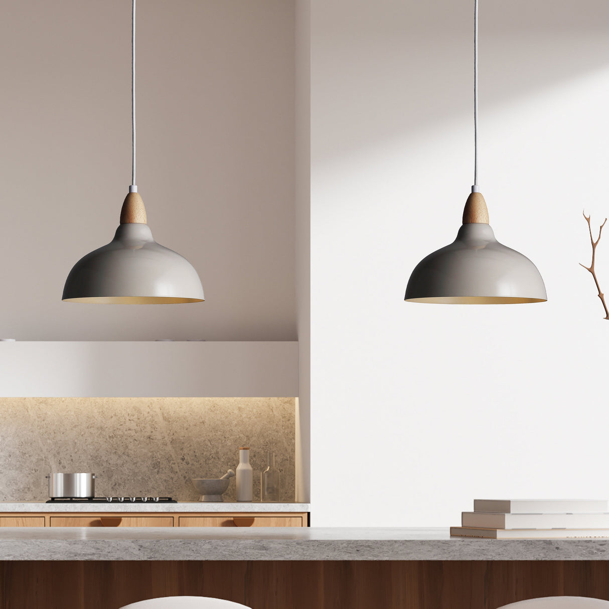 Oak Pendel Ø24 Glossy Dove