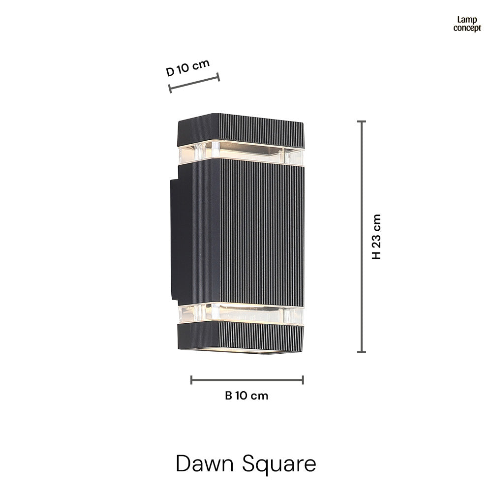Dawn Square Vegglampe Utendørs Svart