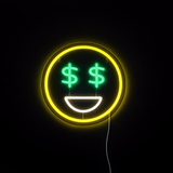 Emoji Dollar Neon Vegglampe