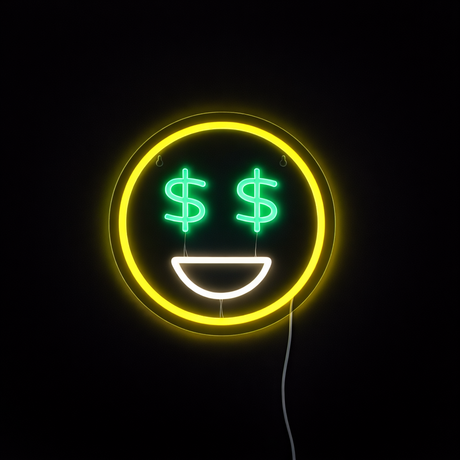 Emoji Dollar Neon Vegglampe