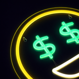 Emoji Dollar Neon Vegglampe