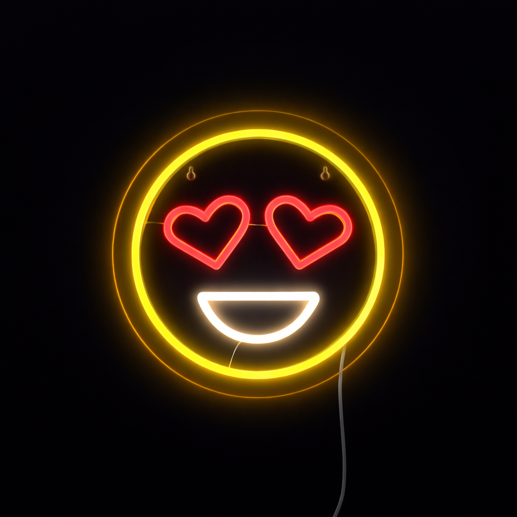 Emoji Love Neon Vegglampe