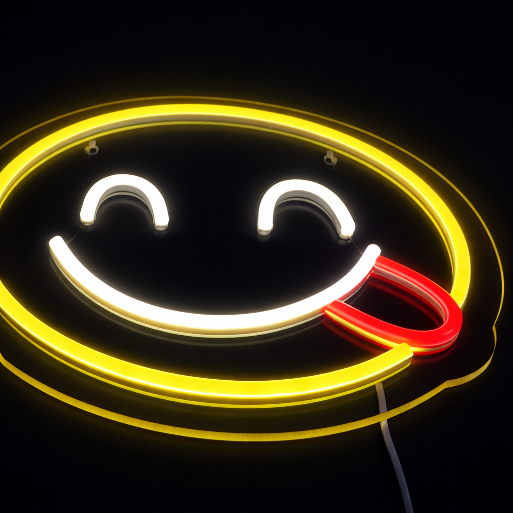 Emoji Yummy Neon Vegglampe