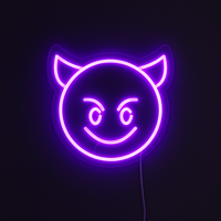 Emoji Devil Neon Vegglampe